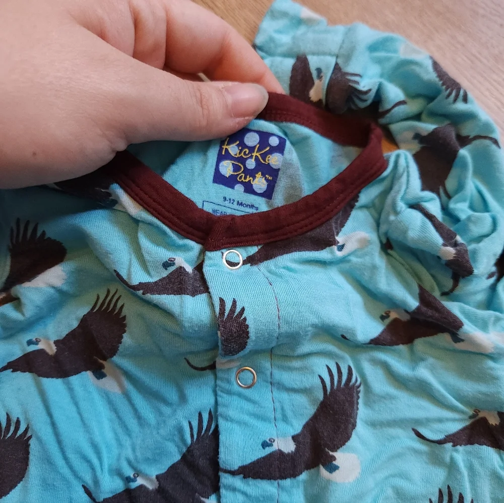 9-12 Eagle Print Bamboo Kickee Pants Pjs
